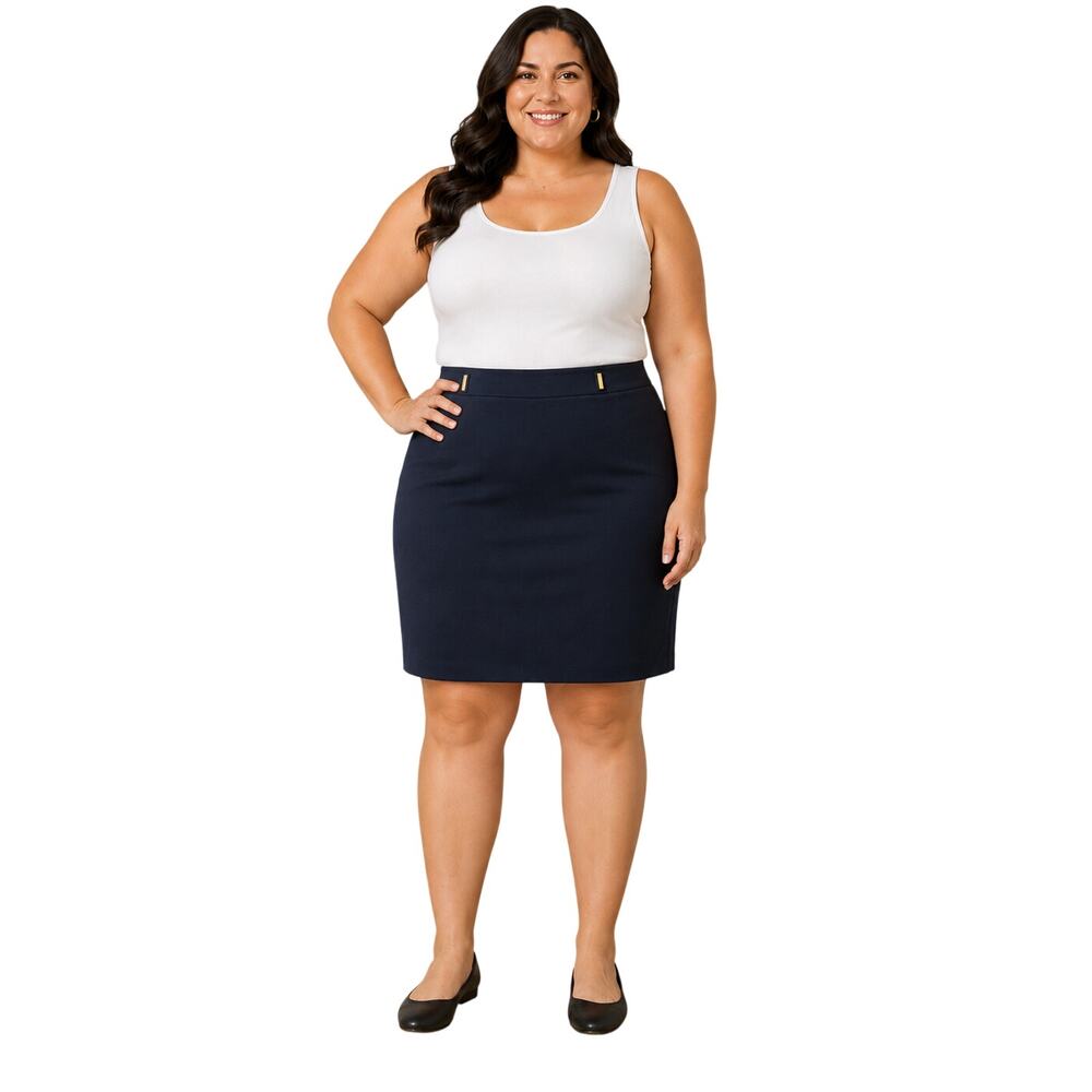 NWT sz 24W dark navy career business casual skirt basic minimalist calvin klein